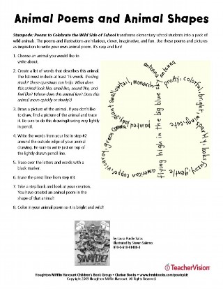 Animal Poems &amp; Animal Shapes Printable (K - 5th Grade) - TeacherVision